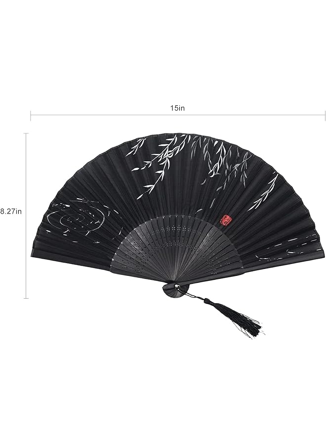 erorex Foldable Fan Handheld Fabric Bamboo Fan Vintage Style Hand Held Folding Fans For Party Wedding Dancing Decoration - Image 5