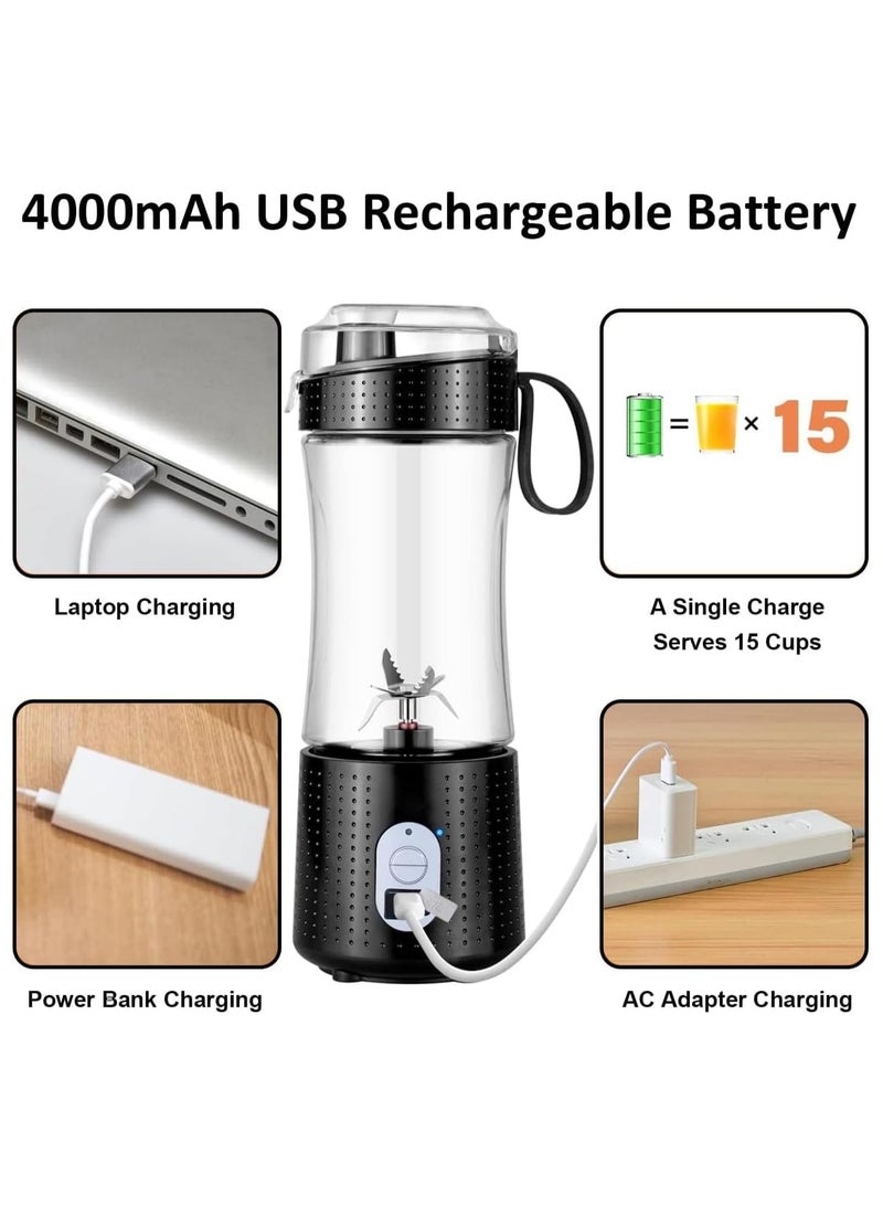 عام خَلَّاط سموذي محمول - مزود بكوب خلط صغير ذي 6 شفرات، يعمل بالشحن، مثالي للمكتب أو النادي الرياضي أو المطبخ - Image 3