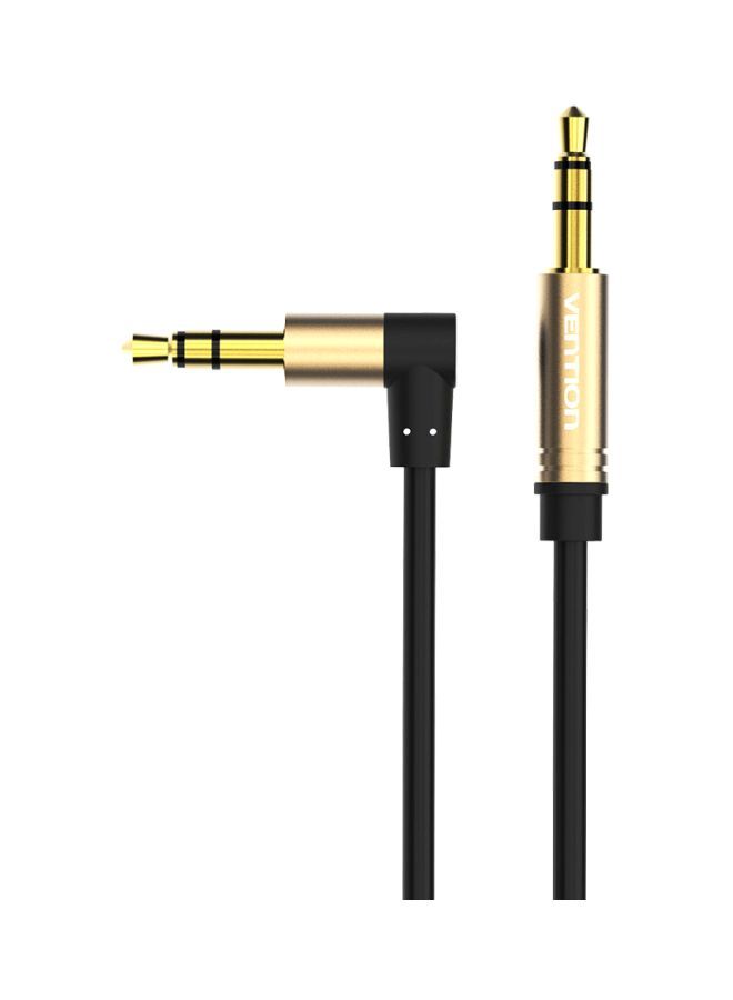 NIBEMINENT Male To 90 Degree Right Angle Aux Audio Cable Black/Gold  - Image 1