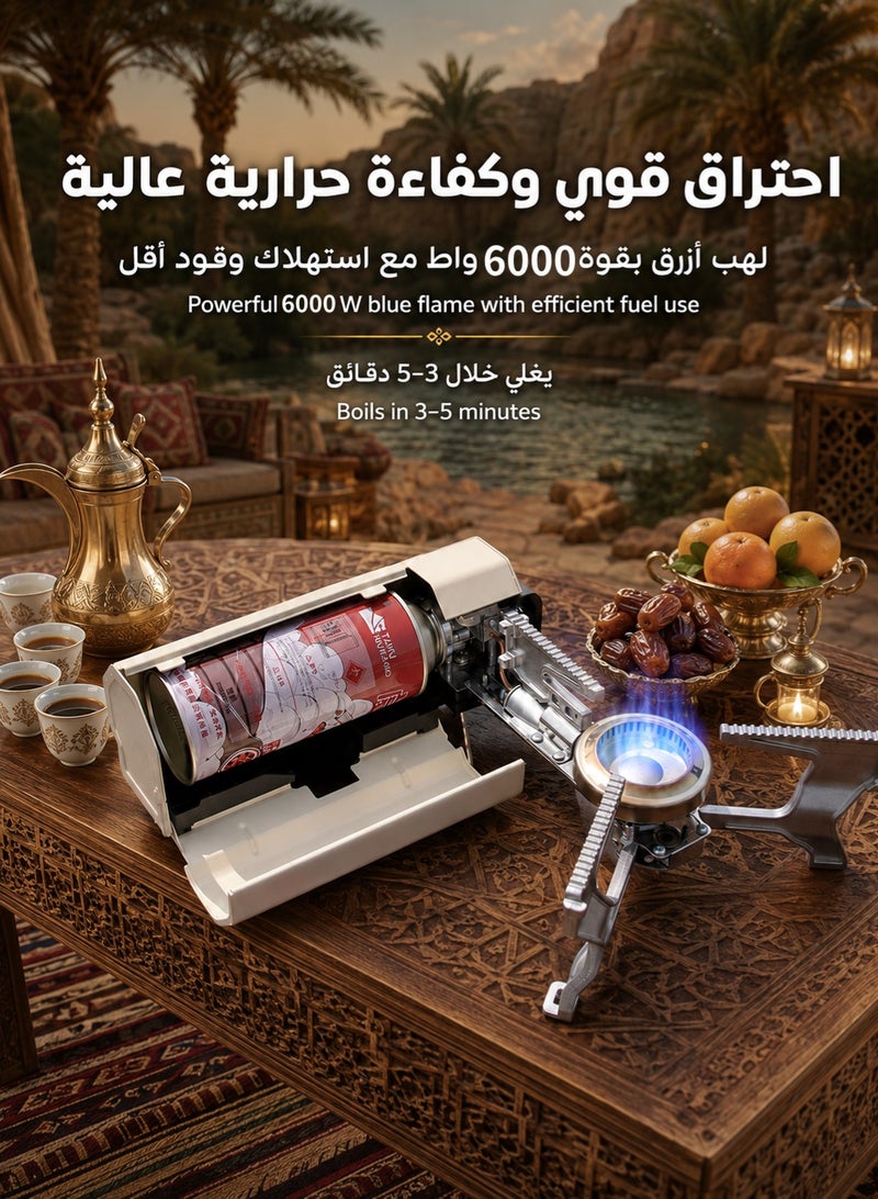 017560608 موقد غاز بوتان محمول قابل للطي للتخييم الخارجي بقوة 6000 واط | موقد غاز للطوارئ، موقد رحلات، مستلزمات تخييم، موقد تخييم، موقد غاز محمول، موقد متنقل بإشعال تلقائي | غليان خلال 3–5 دقائق | دعامة ثابتة ثلاثية الأذرع للأواني | يشمل حقيبة حمل | مثالي للنزهات، الرحلات، المشي لمسافات طويلة، الطبخ في الهواء الطلق، السفر ورحلات الـ RV - Image 4