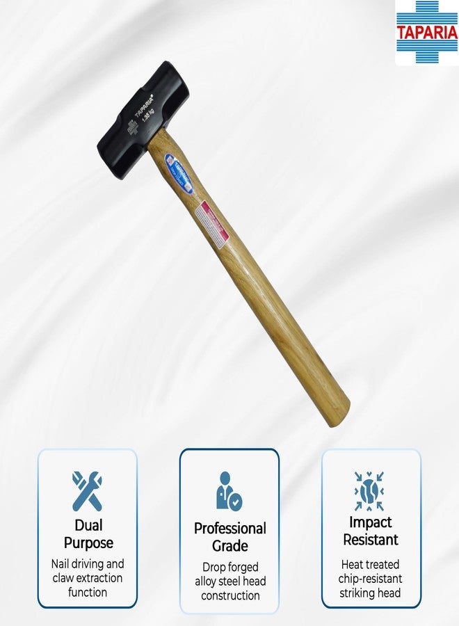 Taparia SHHW-1350 Steel (1350g) Sledge Hammer with Hickory Wood Handle (Beige and Black) - Image 5
