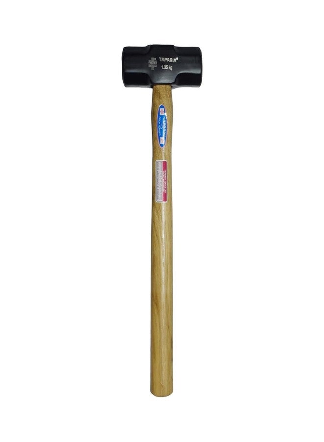 Taparia SHHW-1350 Steel (1350g) Sledge Hammer with Hickory Wood Handle (Beige and Black) - Image 1