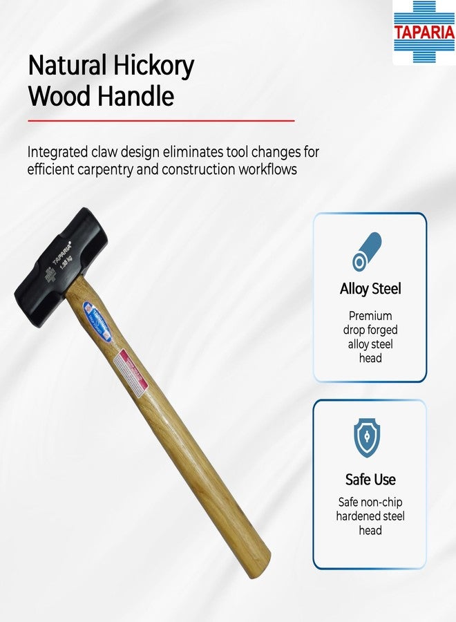 Taparia SHHW-1350 Steel (1350g) Sledge Hammer with Hickory Wood Handle (Beige and Black) - Image 4