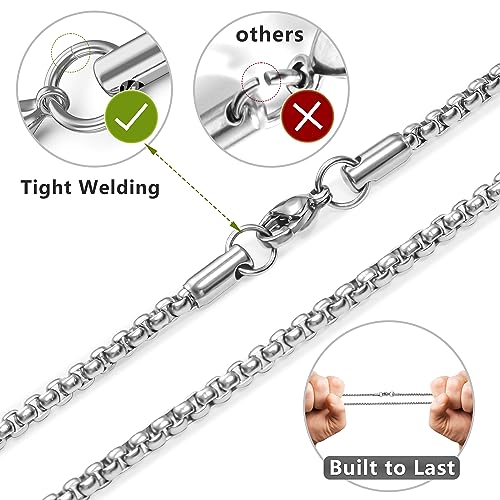 Romass 2 Pcs Cross Necklace for Men Boys,Stainless Steel Pendant Silver Black Crosses Chain Jewelry Gifts Box 16-30 inches（18in,Cross Pendant 1.2"*0.7",Silver/Black） - Image 4