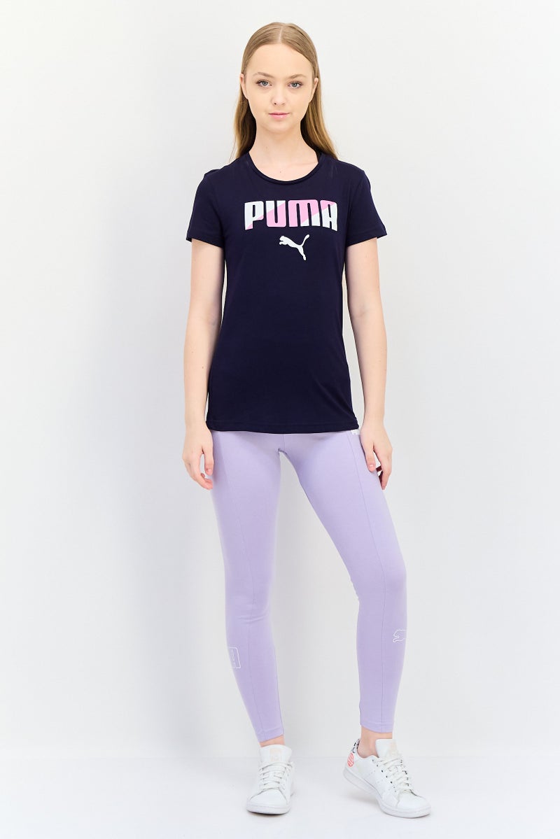 PUMA تي شيرت نسائي بقصة عادية بأكمام قصيرة للخارج، أزرق داكن - Image 4
