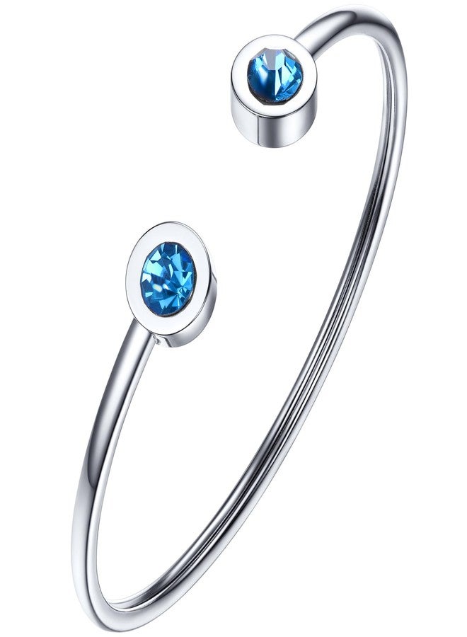 PROSTEEL December Birthstone Zircon Cuff Bracelet Gold Jewelry Blue Crystal Bangle for Women - Image 1