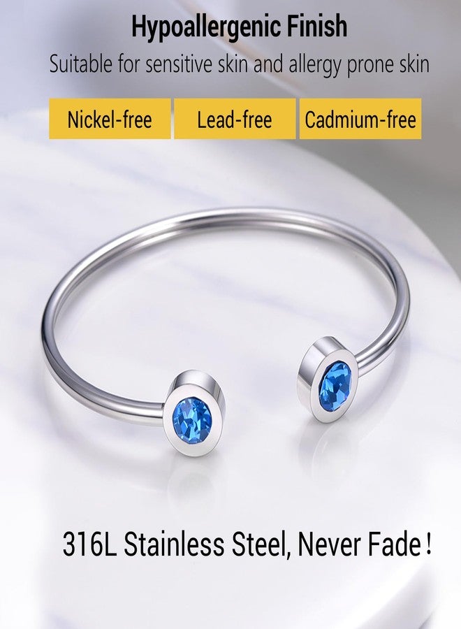 PROSTEEL December Birthstone Zircon Cuff Bracelet Gold Jewelry Blue Crystal Bangle for Women - Image 4