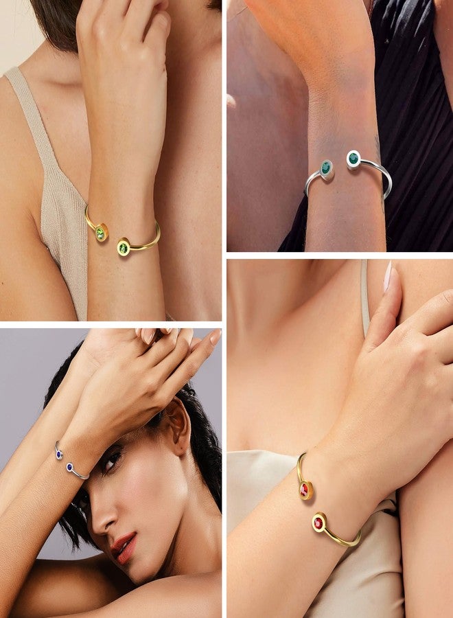 PROSTEEL December Birthstone Zircon Cuff Bracelet Gold Jewelry Blue Crystal Bangle for Women - Image 2