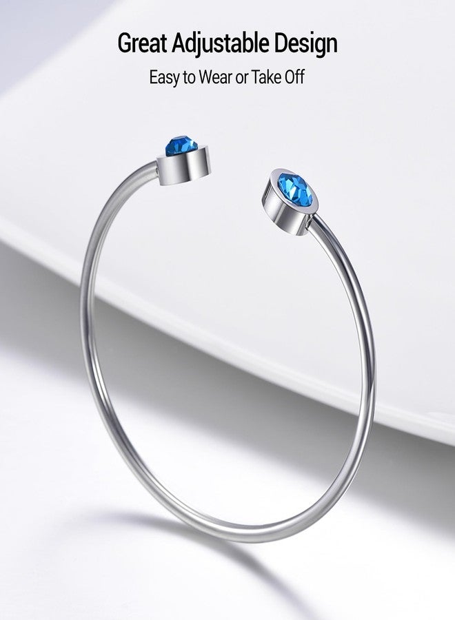 PROSTEEL December Birthstone Zircon Cuff Bracelet Gold Jewelry Blue Crystal Bangle for Women - Image 5
