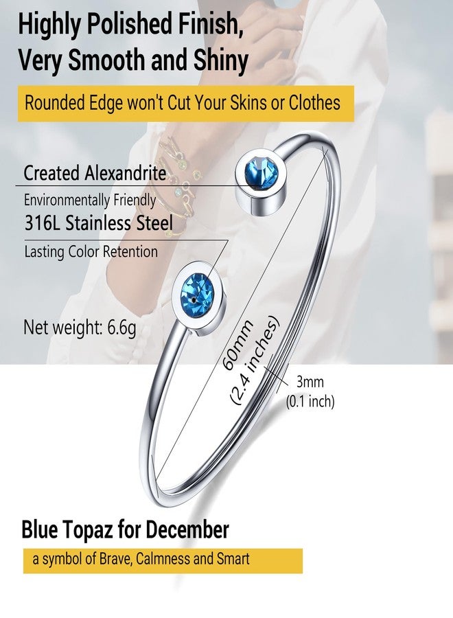 PROSTEEL December Birthstone Zircon Cuff Bracelet Gold Jewelry Blue Crystal Bangle for Women - Image 3
