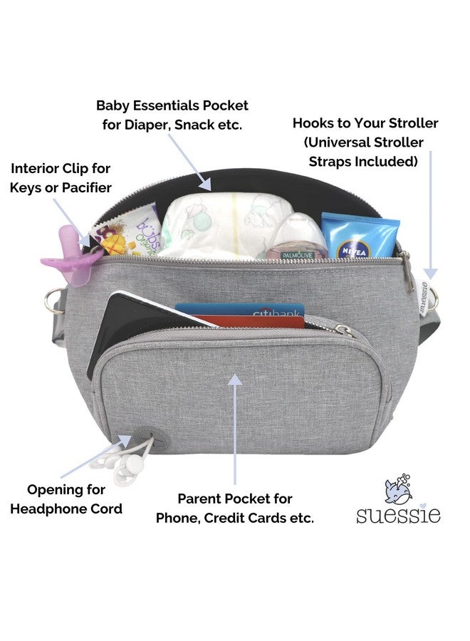 Suessie Fanny Pack Diaper Bag - with Baby Changing Pad & Waterproof Wipes Pocket - Stroller Organizer - Image 2