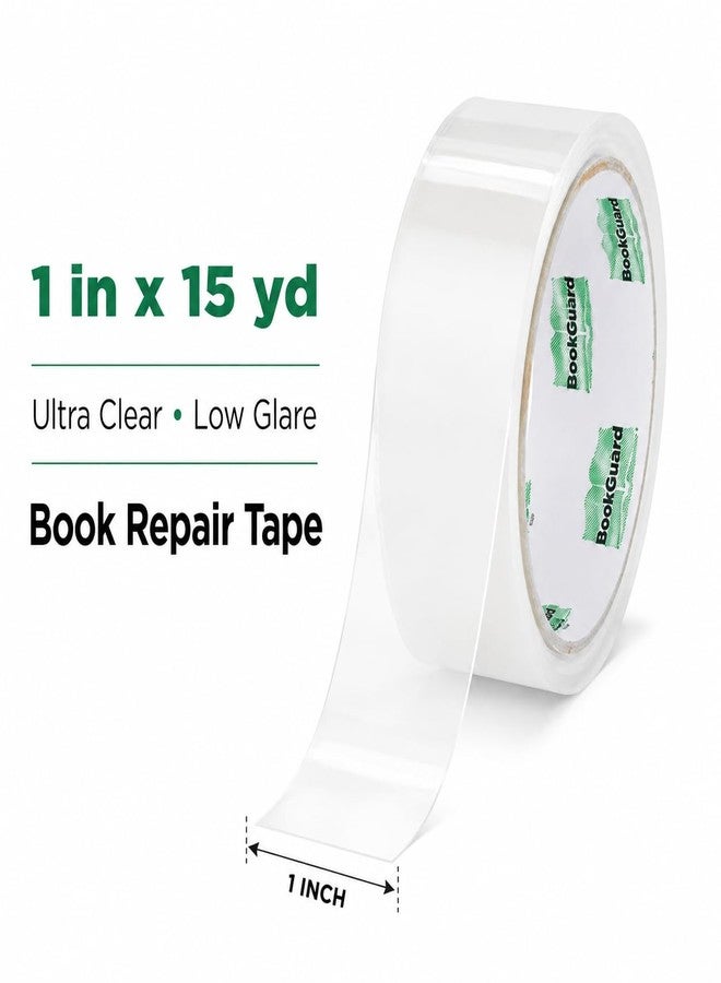 BookGuard Clear Book Repair Tape, Book Binding Tape 1 Inch x 15 Yards, Ultra Clear Low-Glare Flexible Polyethylene Library Tape for Spine, Hinge, Cover & Page Repair - Image 2