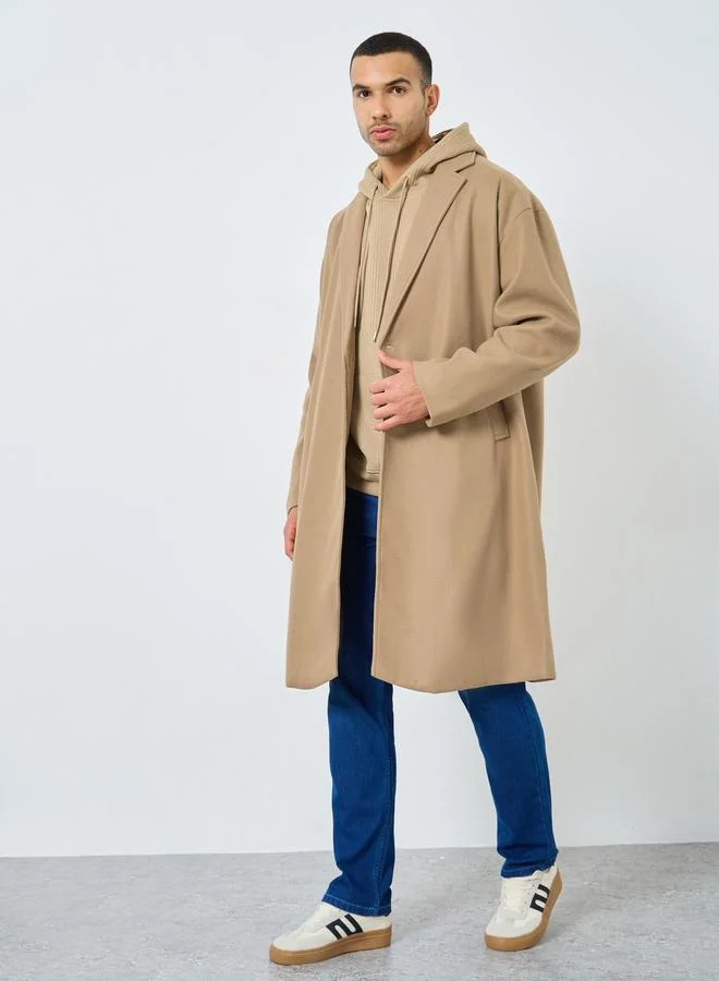Styli Styli Men Brown Oversized Wool Like Coat