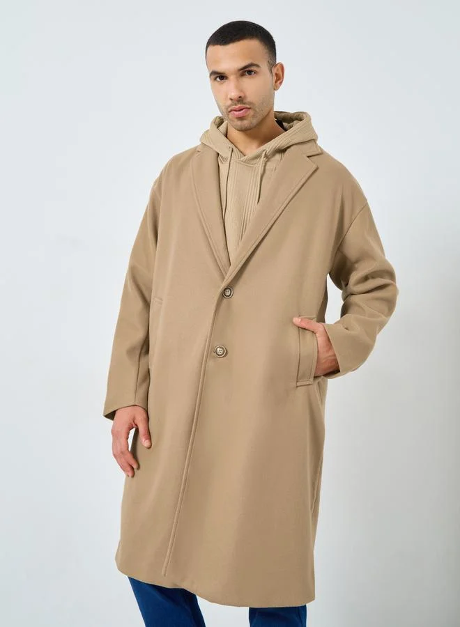 Styli Styli Men Brown Oversized Wool Like Coat