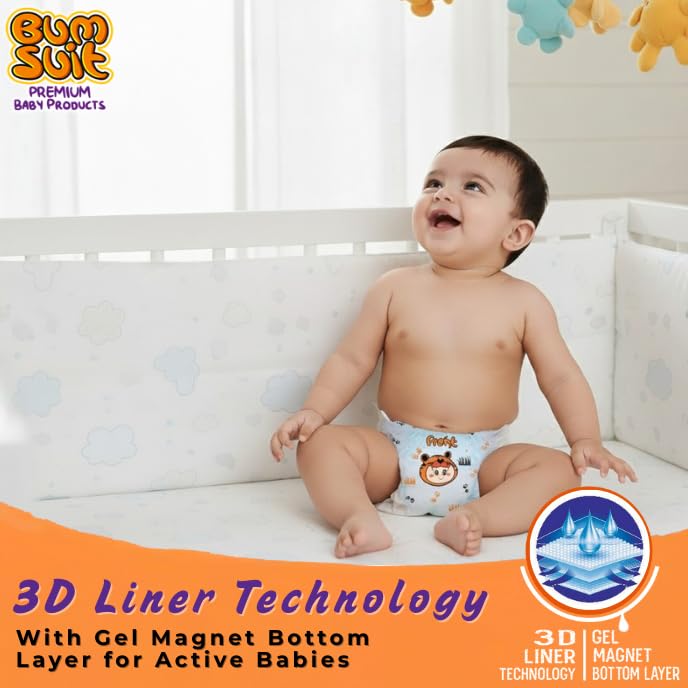 Bumsuit Baby Pants Diapers Small (S), 78 Count | 4–8 kg | Mosquito Protection, 12-Hour Absorption | Soft Breathable Fabric | Stretchable Waistband | Rash-Free Comfort | Lightweight Baby Diapers - Image 5