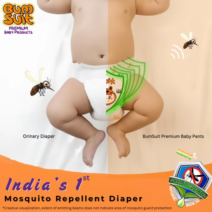Bumsuit Baby Pants Diapers Small (S), 78 Count | 4–8 kg | Mosquito Protection, 12-Hour Absorption | Soft Breathable Fabric | Stretchable Waistband | Rash-Free Comfort | Lightweight Baby Diapers - Image 2