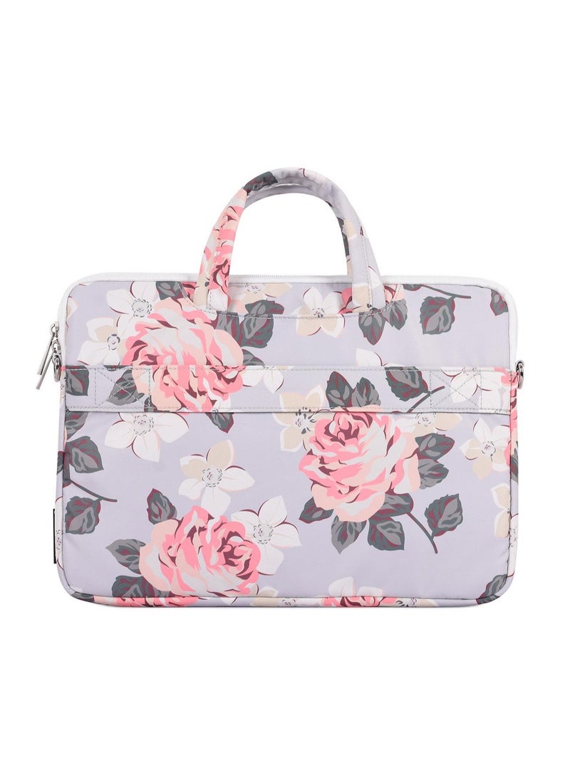 Generic - Pink Laptop Bag 15.6 Inch, with Floral Pattern , featuring an elegant design with large flowers that add a feminine and modern touch. - Image 1