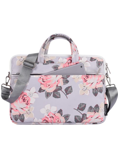 Pink Laptop Bag 15.6 Inch, with Floral Pattern , featuring an elegant design with large flowers that add a feminine and modern touch.
