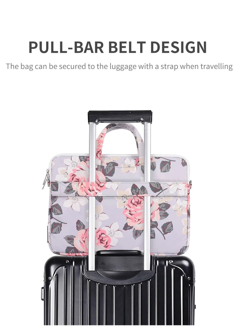 Generic - Pink Laptop Bag 15.6 Inch, with Floral Pattern , featuring an elegant design with large flowers that add a feminine and modern touch. - Image 1
