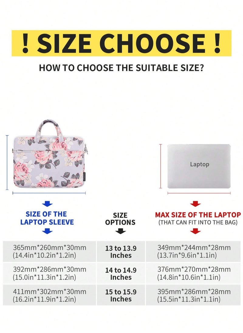 Generic - Pink Laptop Bag 15.6 Inch, with Floral Pattern , featuring an elegant design with large flowers that add a feminine and modern touch. - Image 1