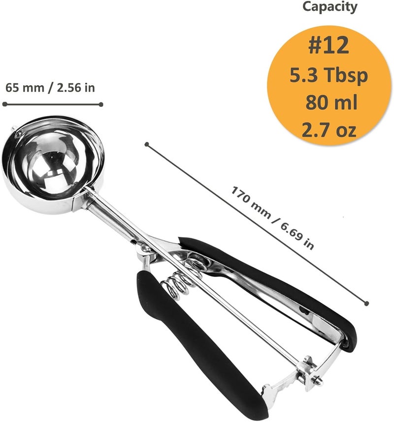 LLESCA Ice Cream Scoop, Cookie Scoop, 5.3 Tbsp/ 80 ml/ 2.7 oz Cookie Scoops for Baking, 18/8 Stainless Steel Cookie Scooper for Baking, Ice Cream Scooper with Trigger Release, Cookie Dough Scoop - Image 5