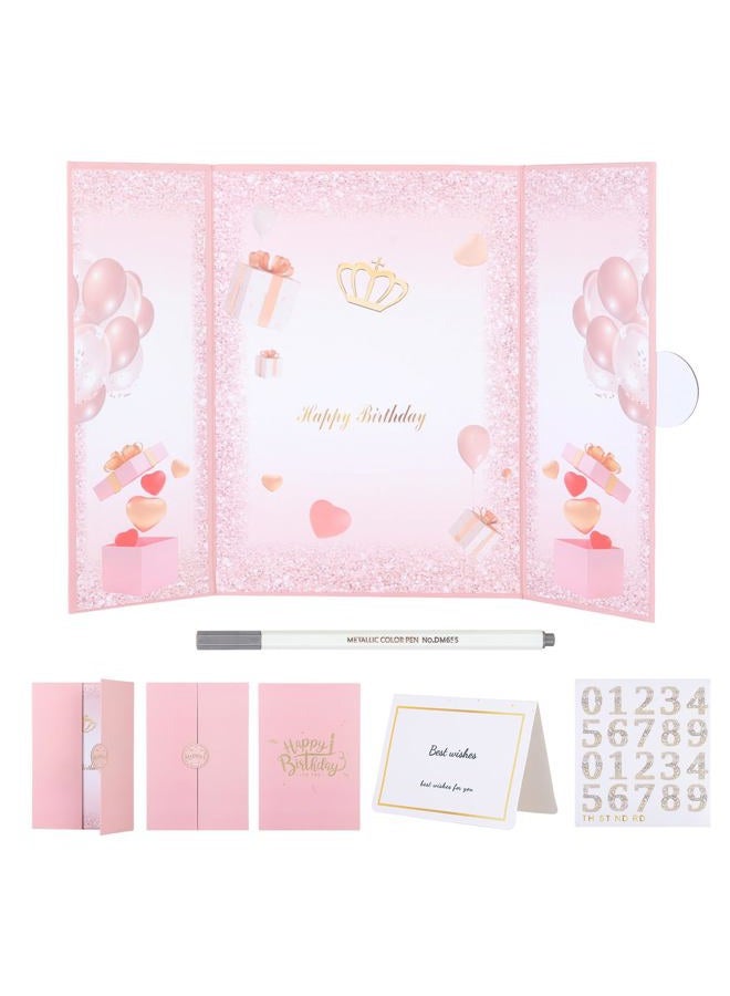 RANERVZ Birthday Guest Book Decorations, Giant Birthday Signing Card for Men Women Alternative Signature Guest Book with Number Stickers for Any Age, Anniversary Party Decorations (Rose Gold) - Image 1