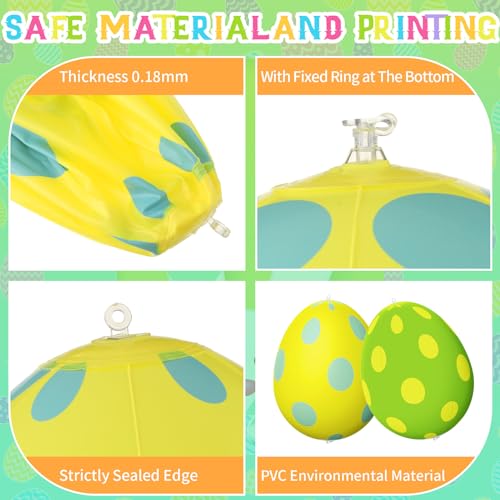 Simgoing 12 Pcs Easter Inflatable Decorations Easter Egg Inflatables Outdoor Decorations Colorful Eggs Decor for Ornament Yard Lawn Garden Holiday Party Indoor Outdoor Decor, 15 Inch (Pastel) - Image 4