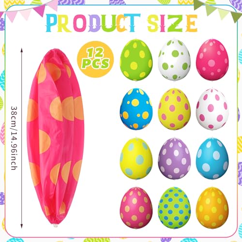 Simgoing 12 Pcs Easter Inflatable Decorations Easter Egg Inflatables Outdoor Decorations Colorful Eggs Decor for Ornament Yard Lawn Garden Holiday Party Indoor Outdoor Decor, 15 Inch (Pastel) - Image 3