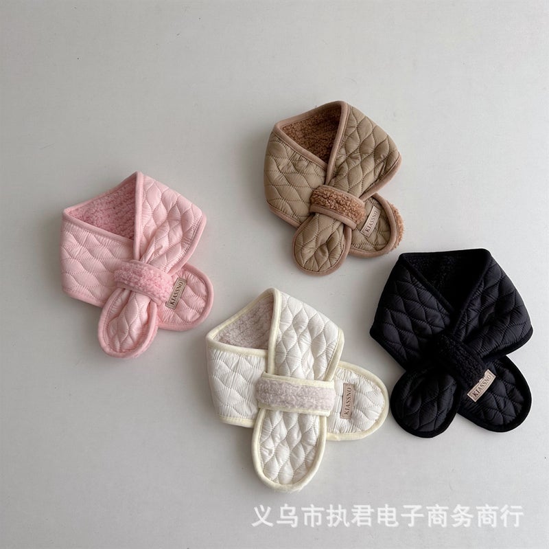 Ins South Korea Western Style Solid Color Quilted Plaid Warm Boys And Girls Scarf Baby All-Match Out Scarf Fashion - Image 5