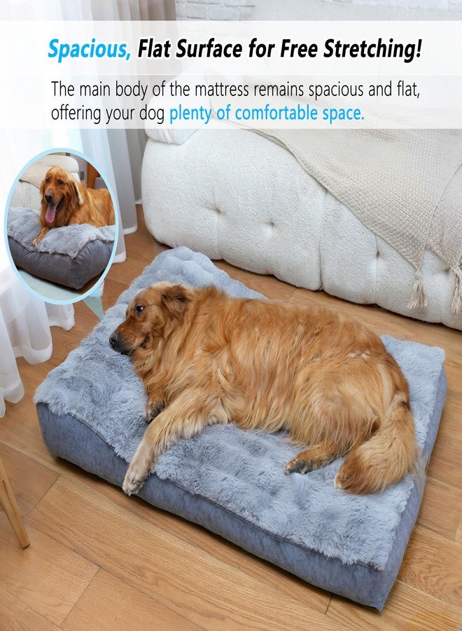 OMIVIER Large Dog Bed with Low-Angle Soft Pillow.Deluxe Dog Bed Fabric Comfortable and Soft.with Non-Slip Bottom, Washable pet Bed Medium for Crate.Color: Grey. - Image 2
