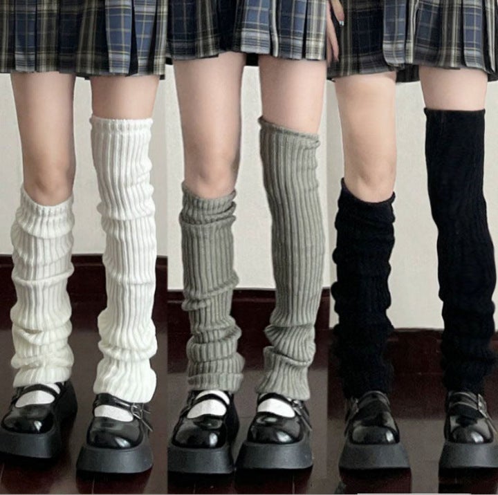 Lolita Knit Leg Warmers Jk Calf Socks Slimming70cm striped gray 70cm striped gray 