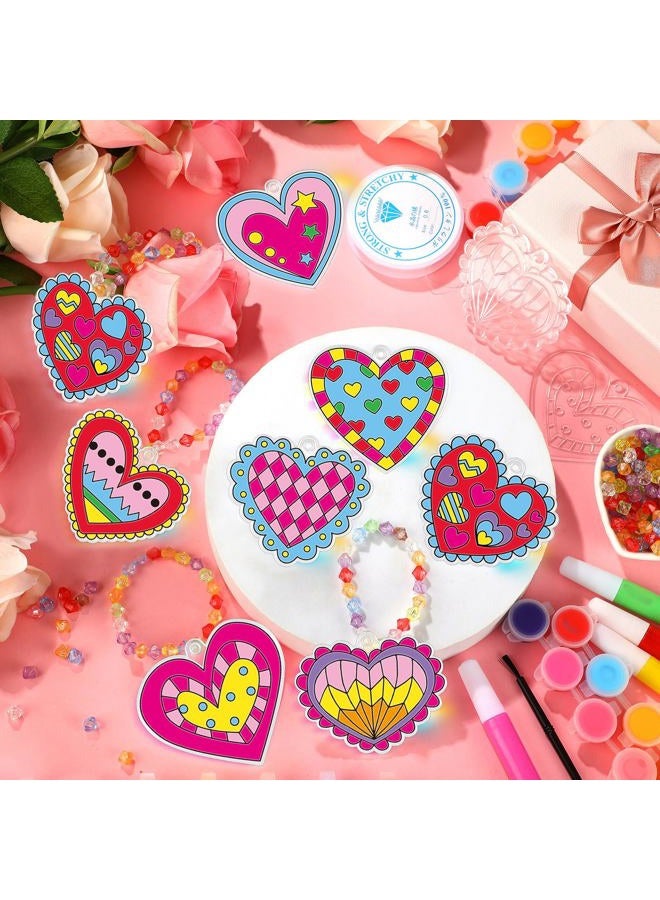 Sonwyoung 30 Sets Valentine's Day Suncatchers Craft Kits, DIY Heart Glow in The Dark Suncatcher Kits Stained Glass Window Paint Art for Valentines Classroom Activities Art and Craft Party Favors - Image 2