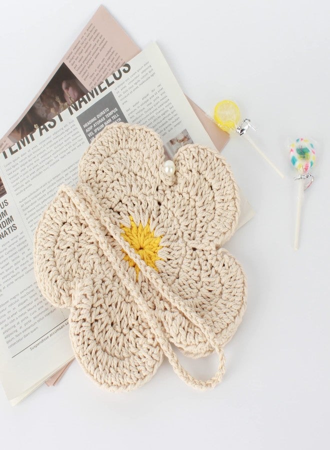 Minache Women Mini Flower Cotton Crochet Crossbody Shoulder Bag Handbag Coin Purse - Image 4