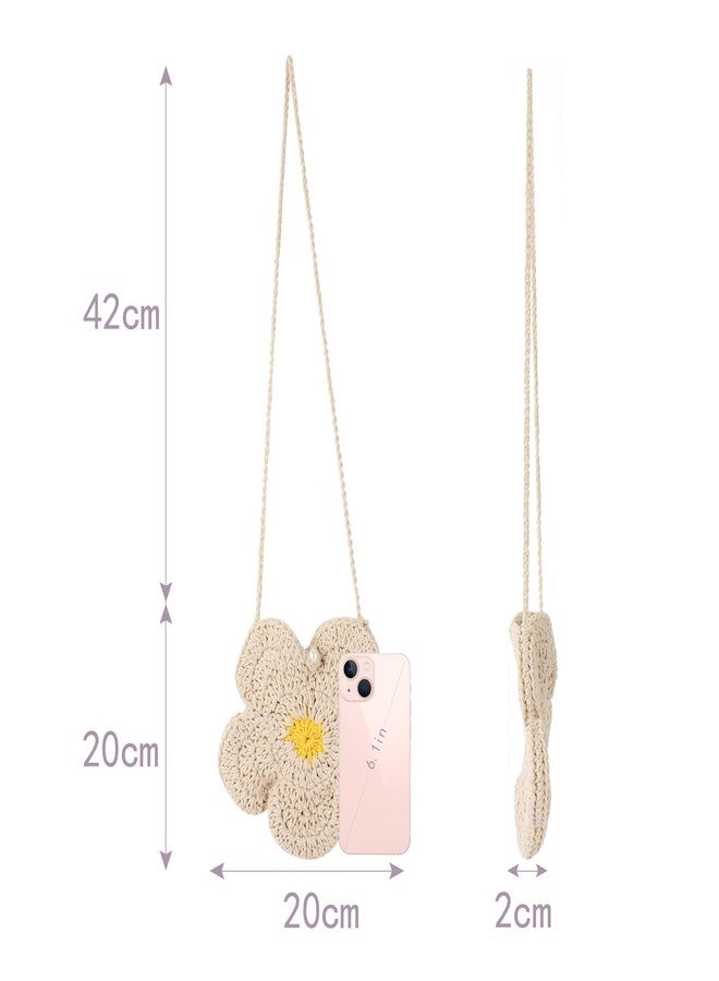 Minache Women Mini Flower Cotton Crochet Crossbody Shoulder Bag Handbag Coin Purse - Image 5