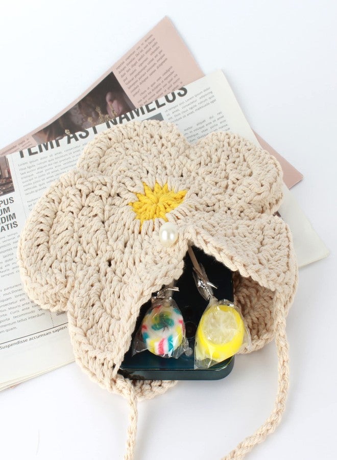 Minache Women Mini Flower Cotton Crochet Crossbody Shoulder Bag Handbag Coin Purse - Image 3