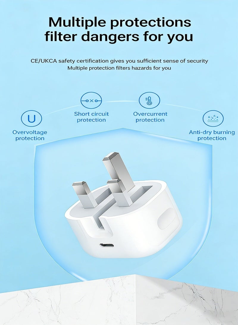 محول طاقة USB-C بقدرة 20 واط مع كابل شحن سريع USB-C إلى Lightning بطول متر واحد، شاحن بقابس قابل للطي لسلسلة iPhone - Image 5