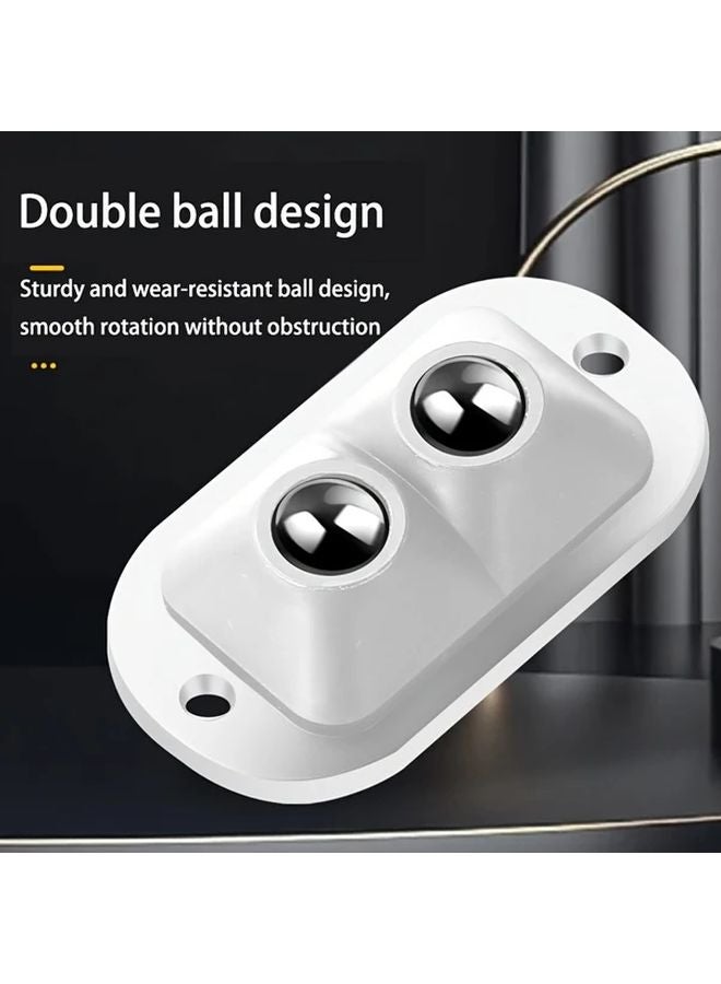 White Double Beads Heavy Duty Nylon Furniture Moving Wheels 360 Rotating Adhesive Ball Casters Smooth Rolling Swivel Wheels For Tables Chairs Sofas - Image 4