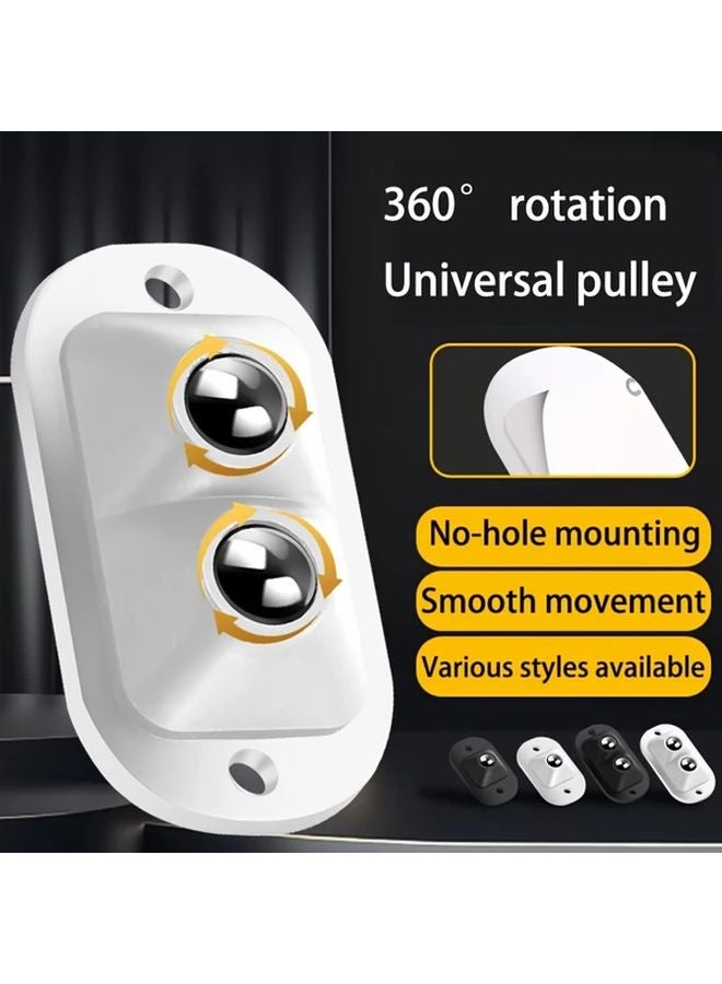 White Double Beads Heavy Duty Nylon Furniture Moving Wheels 360 Rotating Adhesive Ball Casters Smooth Rolling Swivel Wheels For Tables Chairs Sofas - Image 2