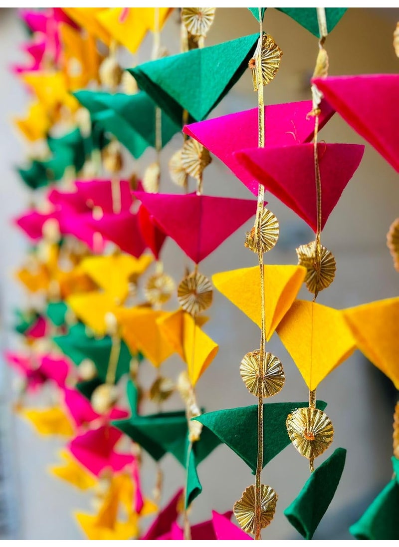 CRAFTOMANIC Craftomanic Decorative Triangle Gotta Tikki Tassel Felt Strings 45 Foot Hanging for Mehndi Haldi Wedding Party DcorBackdrops Home Dcor Color Theme Party Festivals  - Image 3