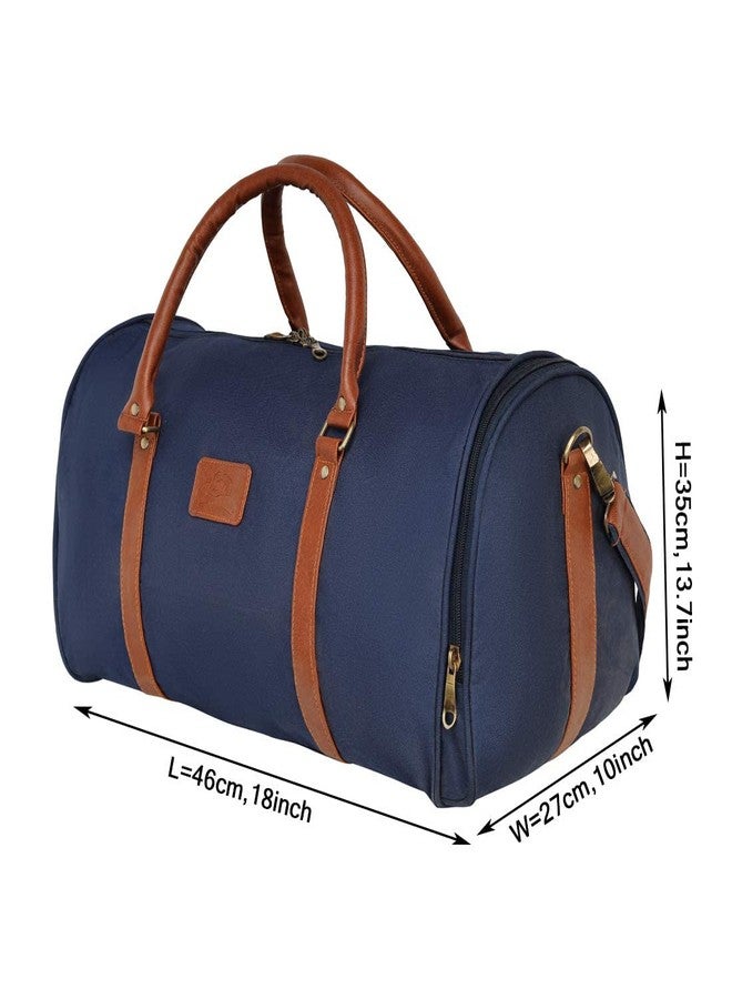 Leather World 27 Cm Canvas Weekender Travel Duffle Luggage Bag with Detachable Shoulder Strap Separate Shoe Laundry Compartment for Men & Women Blue - Image 5