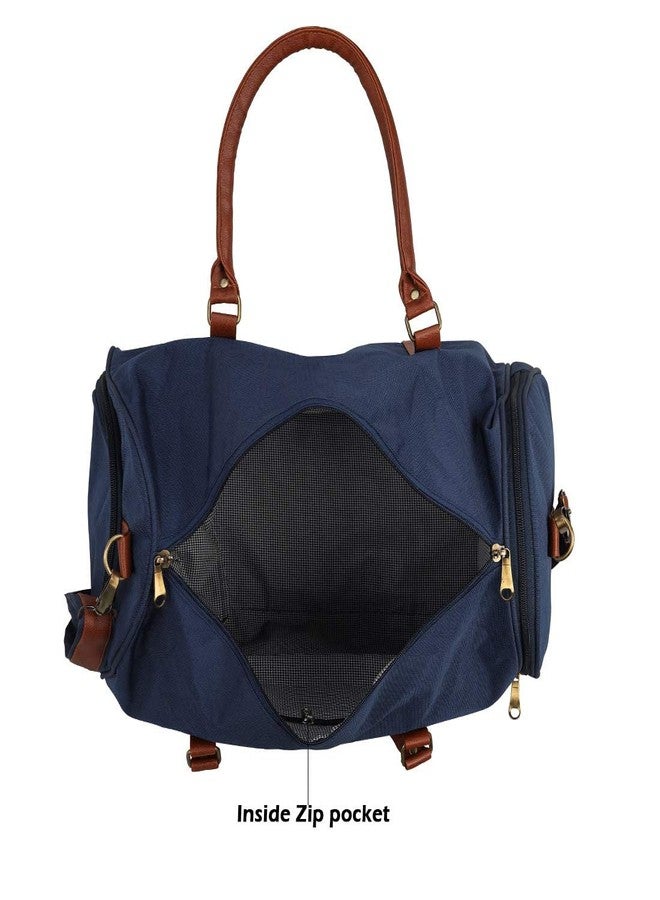 Leather World 27 Cm Canvas Weekender Travel Duffle Luggage Bag with Detachable Shoulder Strap Separate Shoe Laundry Compartment for Men & Women Blue - Image 3