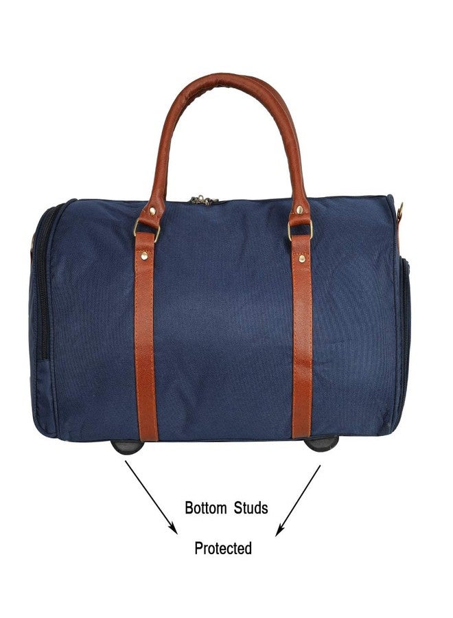 Leather World 27 Cm Canvas Weekender Travel Duffle Luggage Bag with Detachable Shoulder Strap Separate Shoe Laundry Compartment for Men & Women Blue - Image 4