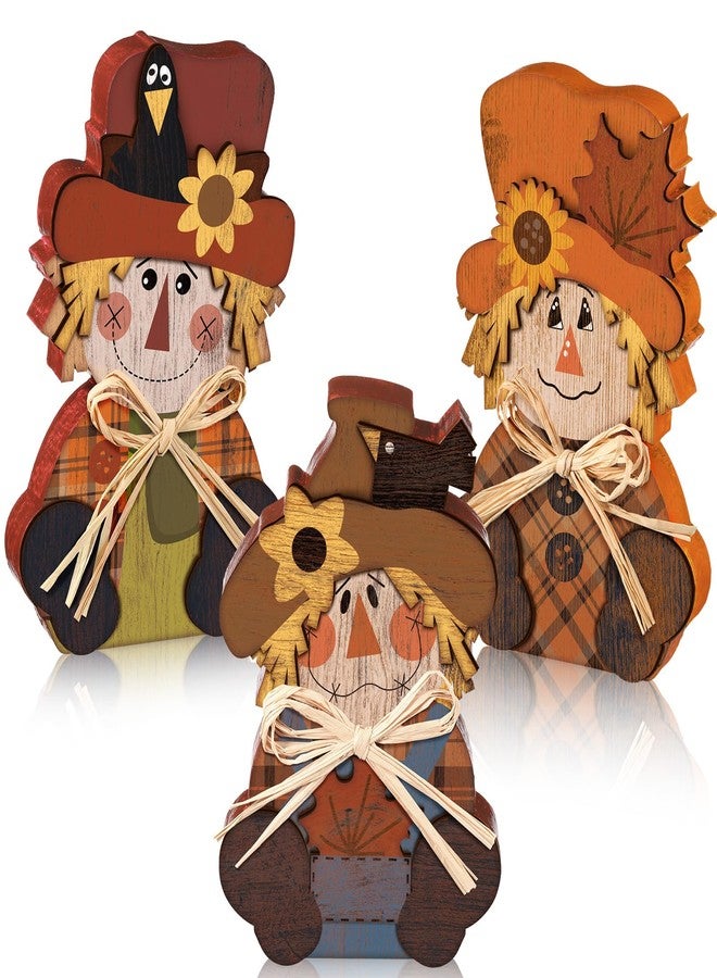 فيرايكل مجموعة فيرايكل المكونة من 3 قطع لتزيين عيد الشكر، تتضمن فزاعة، ديكور خريفي، لافتة ريفية، صينية متعددة الطبقات، قطع مركزية للطاولة، يقطينة وديك رومي قائم، لافتة خشبية للمنزل والمطبخ (فزاعة). - Image 1