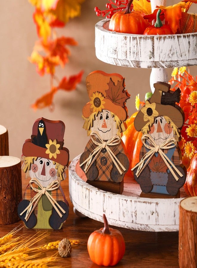 فيرايكل مجموعة فيرايكل المكونة من 3 قطع لتزيين عيد الشكر، تتضمن فزاعة، ديكور خريفي، لافتة ريفية، صينية متعددة الطبقات، قطع مركزية للطاولة، يقطينة وديك رومي قائم، لافتة خشبية للمنزل والمطبخ (فزاعة). - Image 5