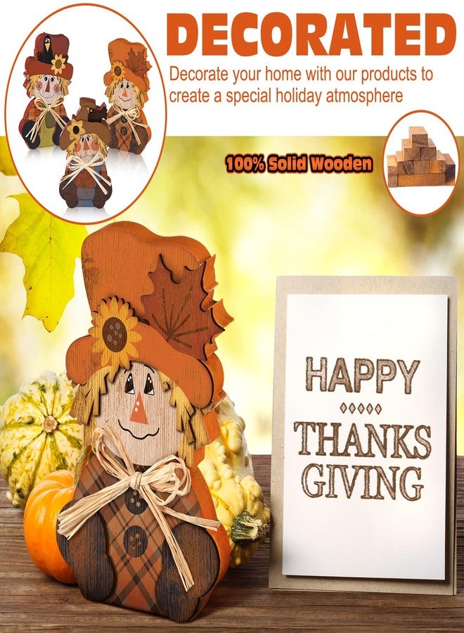 فيرايكل مجموعة فيرايكل المكونة من 3 قطع لتزيين عيد الشكر، تتضمن فزاعة، ديكور خريفي، لافتة ريفية، صينية متعددة الطبقات، قطع مركزية للطاولة، يقطينة وديك رومي قائم، لافتة خشبية للمنزل والمطبخ (فزاعة). - Image 3