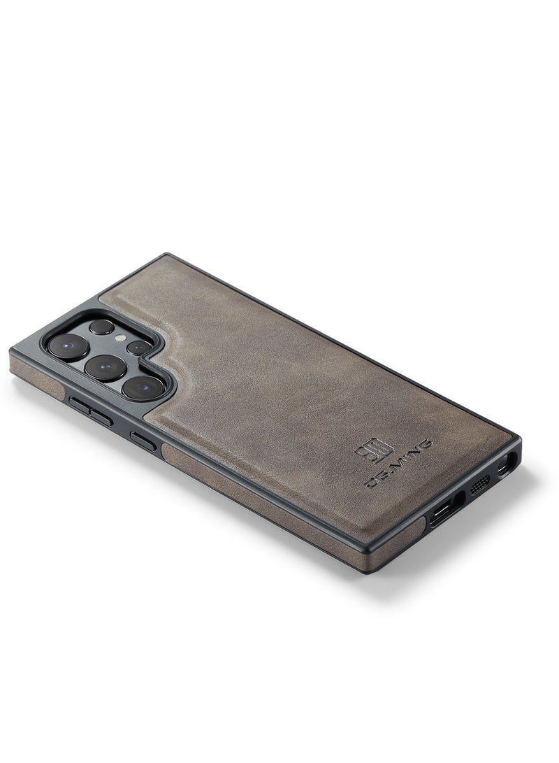 DGMING Case Cover Premium Leather Back with Logo CutOut Shockproof Compatible with Samsung Galaxy S25 Ultra (Coffe)  - Image 3