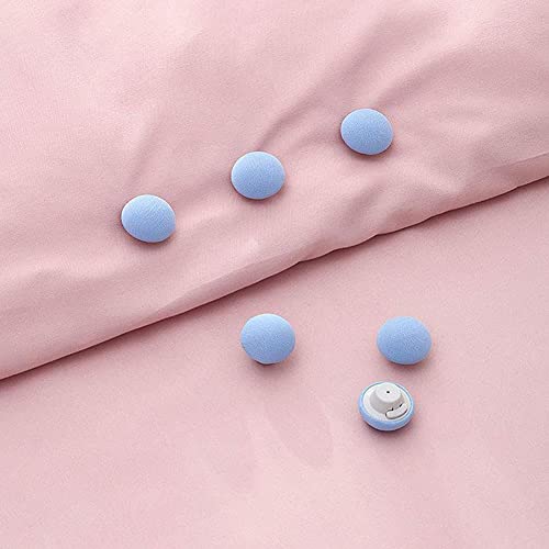 SHFTI - Mushroom Quilt Fixing Clips - Duvet Cover Holder with Buttons - Non-Slip Blanket Pins - Durable Cotton Design - Easy Install & Remove - for Quilts, Sheets, Curtains, Towels, 8 Pack (Blue) - Image 4