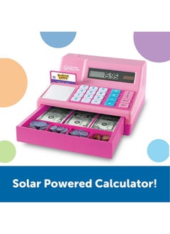 Learning Resources Pretend & Play Calculator Cash Register Pink 73 Pieces Ages 3+ Cash Register For Kids Play Money For Kids Toddlers Toys Toy Register  - Image 3
