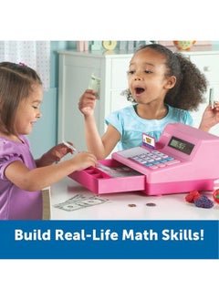 Learning Resources Pretend & Play Calculator Cash Register Pink 73 Pieces Ages 3+ Cash Register For Kids Play Money For Kids Toddlers Toys Toy Register  - Image 5