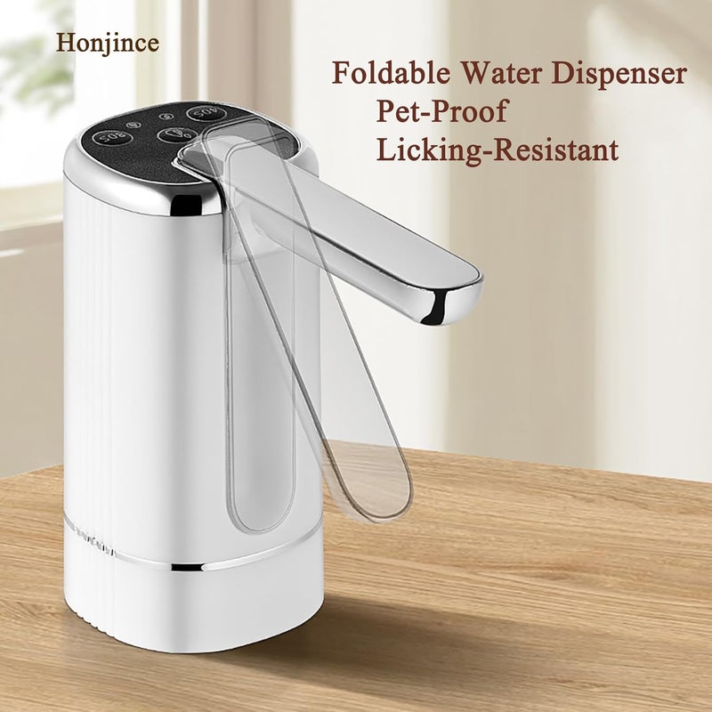 Honjince Foldable Electric Water Dispenser Pump for 5 Gallon Jug - USB Charging 3 Modes with Auto-Off Switch, Portable for Home Outdoor Camping Office-Compact Quiet Drinking Water Suction Device (Silver) - Image 5